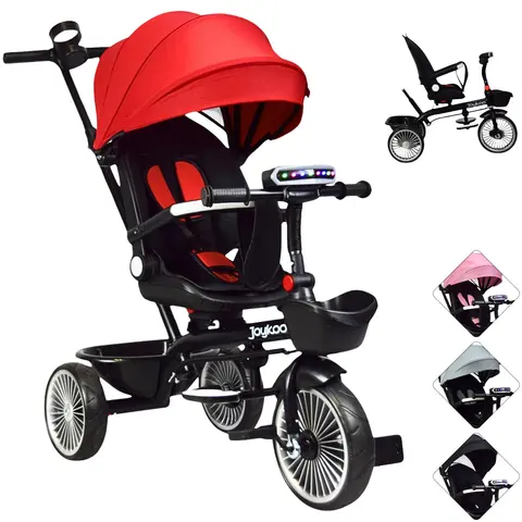 Triciclo para Niños Asiento Giratorio Reclinable con Luz y Sonido