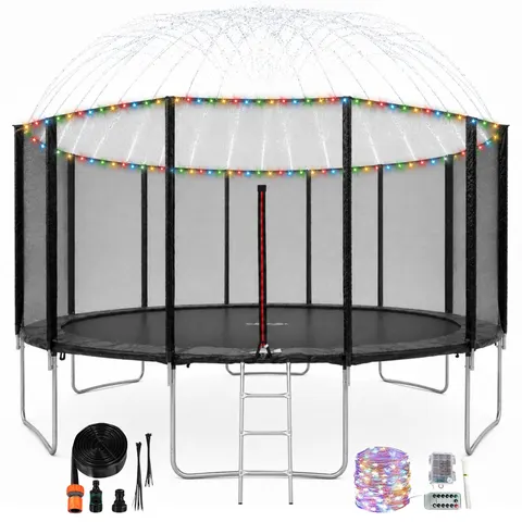 Trampolín Brincolín de 16 Pies Para Niños Luz y Agua Tubos de Acero Galvanizado Soporta hasta 190 kg