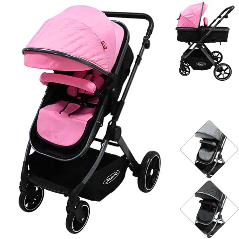Carriola para Bebé Asiento Reversible Convertible a Bambineto Plegable Ruedas de Goma Cinturón Apta a partir de 0 Meses