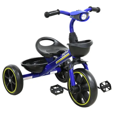 Triciclo para Niños con Luz y Sonido Ruedas EVA Soft Canastas Delantera y Trasera Soporta 25 kg 2+ Años