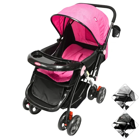Carriola para Bebé Manubrio Reversible Asiento Reclinable Frenos y Cinturón de Seguridad Soporta hasta 15 kg