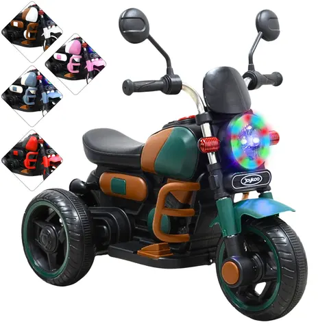 Moto Montable Eléctrica Retro Para Niños 3 Ruedas 6V Bluetooth Luces Música Desde 3 Años Hasta 25 Kg