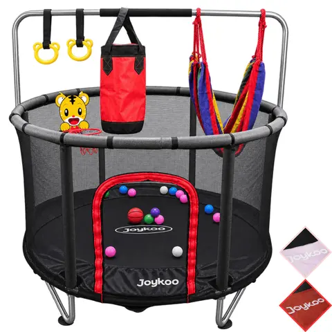 Trampolín Infantil 140 cm 55 Pulgadas Parque De Juegos Con Red De Seguridad Postes Acolchados 36 Resortes 50 kg