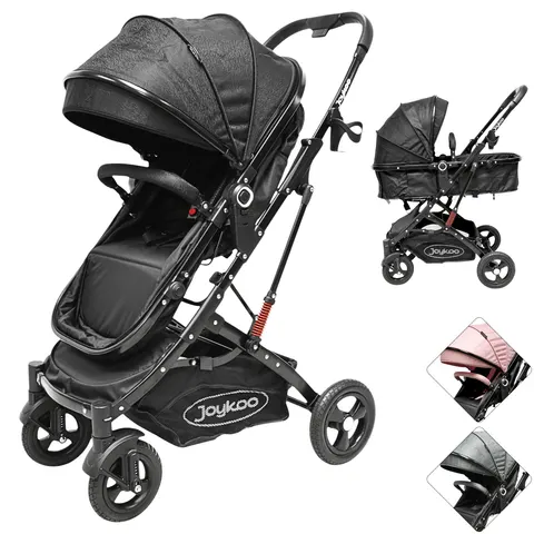 Carriola para Bebé con Asiento Reversible Convertible a Bambineto Ruedas de Goma Plegable Cinturón de 5 Puntos