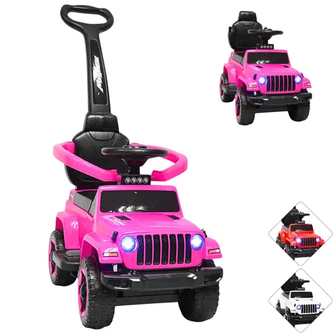 Montable Electrico para Niños Híbrido con Bastón y Pedal Acelerador Barras de Seguridad Luces Batería 6v