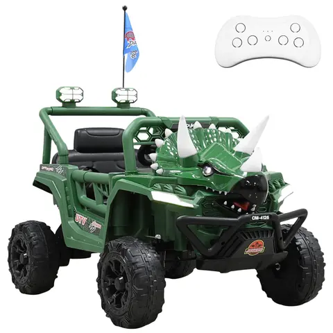 Montable Eléctrico para Niños Dinosaurio 3 Cuernos 12V Control Remoto Bluetooth Luces Apto desde 3 Años hasta 30 kg
