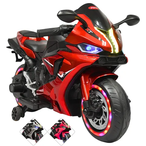 Moto Montable Eléctrica para Niños Luces Led Sonido y Freno Batería 12v