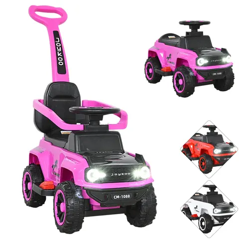 Montable Eléctrico para Niños Híbrido con Bastón y Pedal Acelerador Luces Batería 6v Apto a Partir de 2 Años Soporta hasta 25 kg